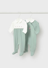 Set 2 Pijamas Bordado Flores Verde Mayoral