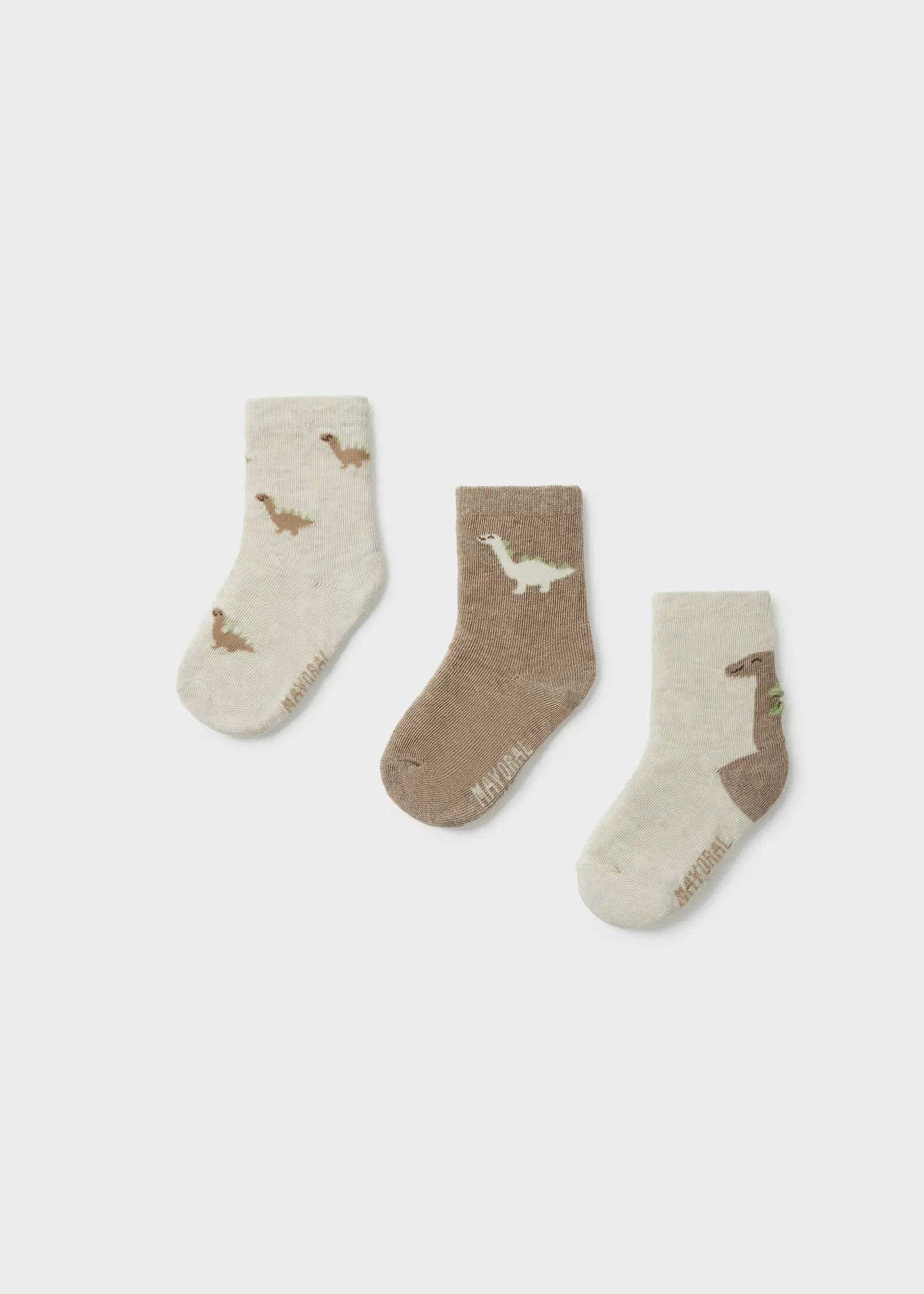 Set 3 Medias Largas Dinosaurios Beige Mayoral