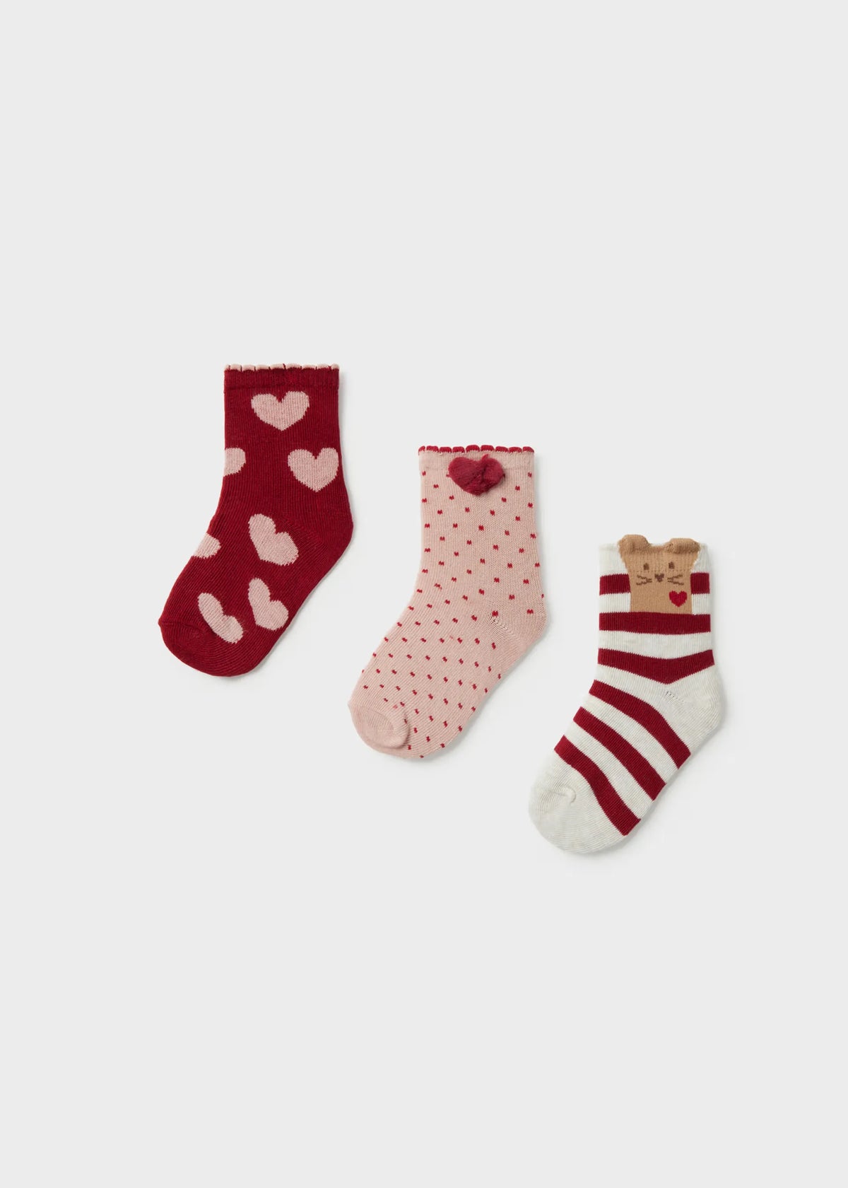 Set 3 Medias Corazones Rojo Mayoral