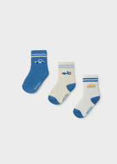 Set 3 Medias Largas Carro Lineas Azul Mayoral