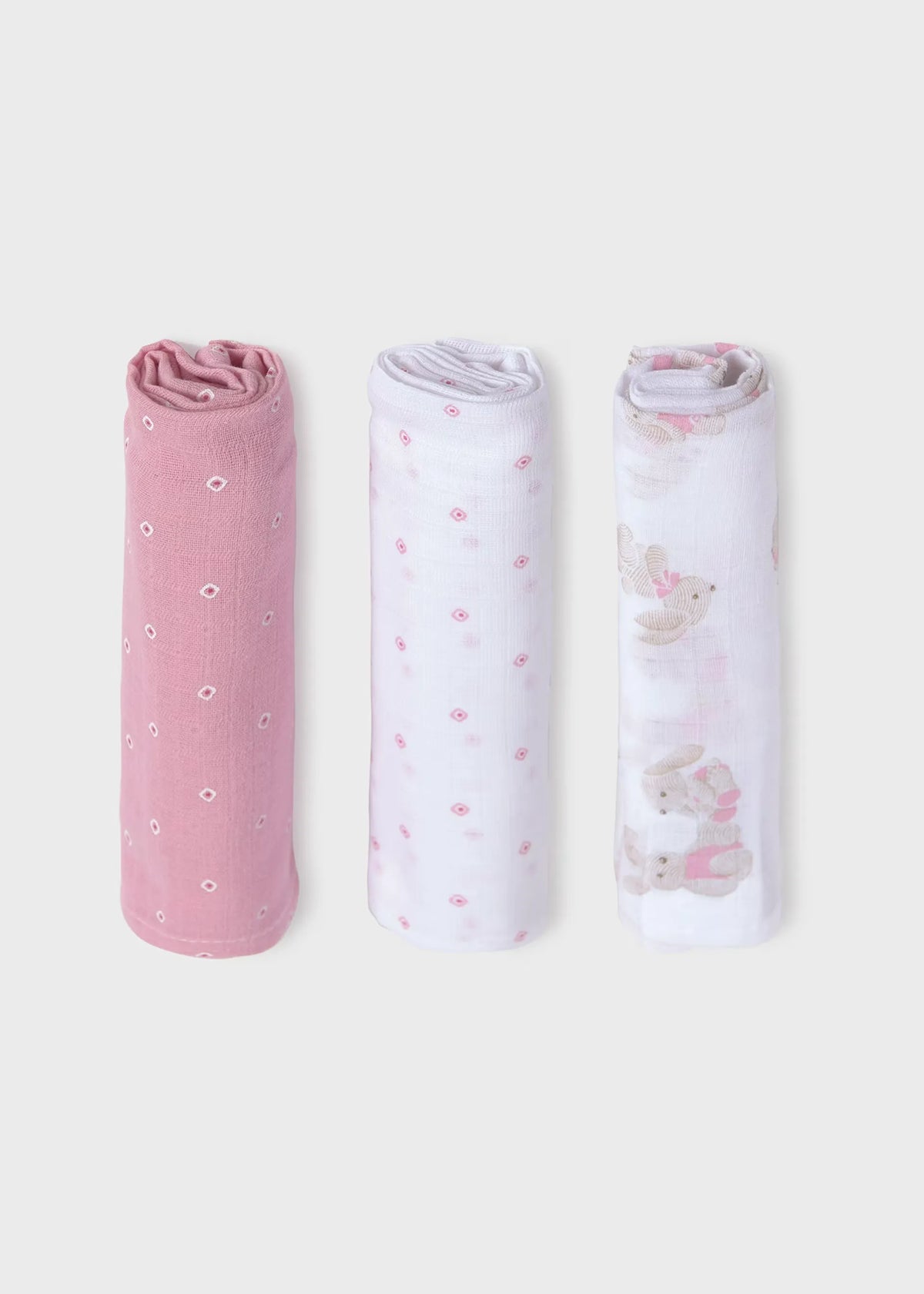 Set 3 Muselinas Conejo Rombos Rosa Mayoral
