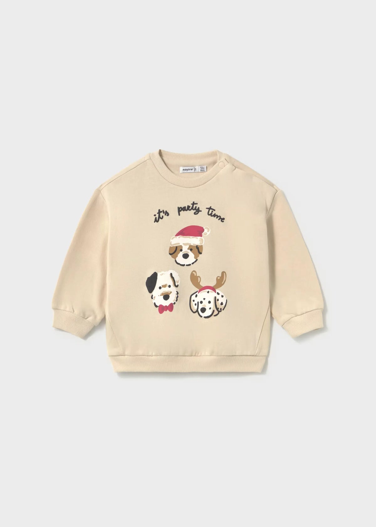 Saco Estampado Perritos Beige Navidad Mayoral
