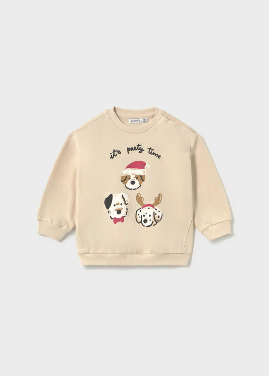 Saco Estampado Perritos Beige Navidad Mayoral