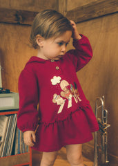 Vestido Capota Detalle Estampado Rojo Mayoral
