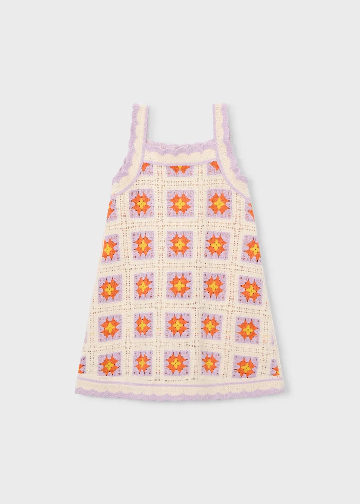 Vestido Crochet Flores Bordado Lila Mayoral 