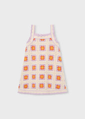 Vestido Crochet Flores Bordado Lila Mayoral 