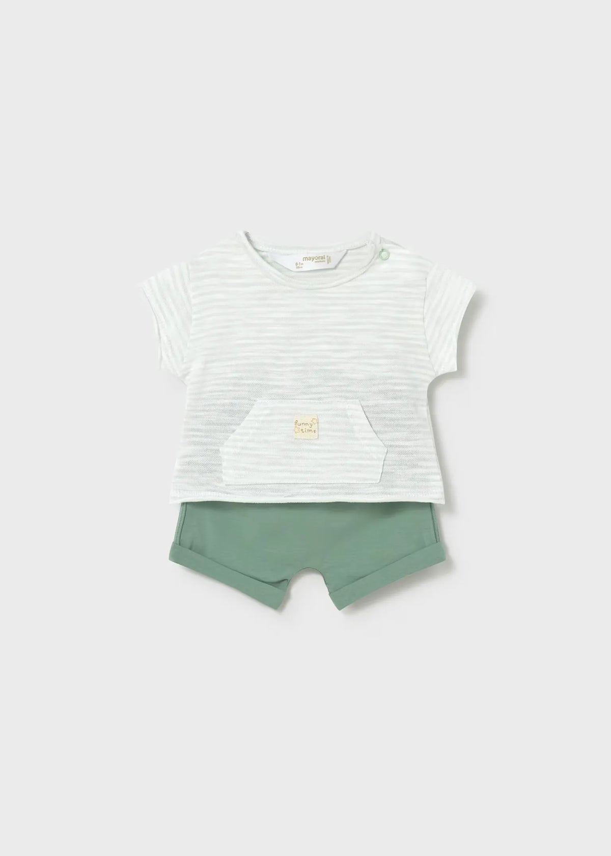 Conjunto Bermuda Estampado Rayas Verde Mayoral
