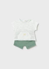 Conjunto Bermuda Estampado Rayas Verde Mayoral