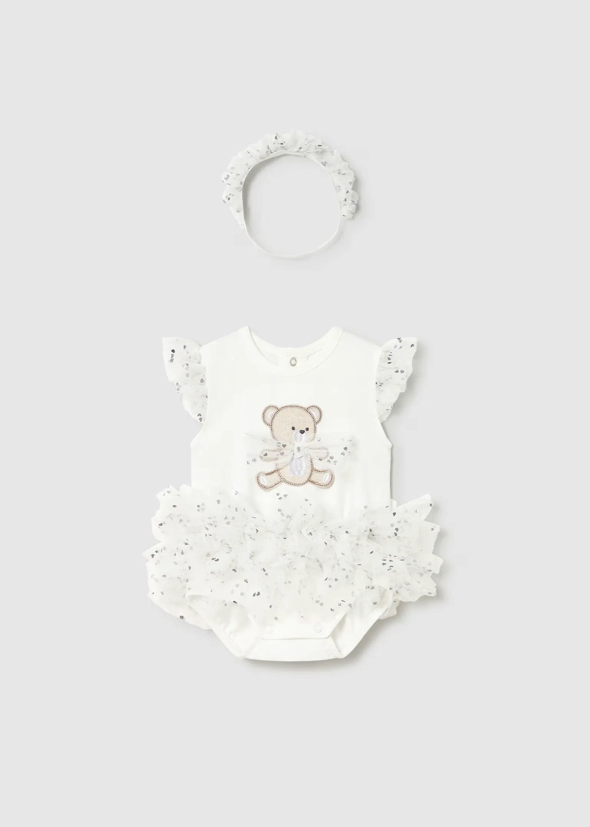 Body Bordado Oso Tutu Blanco Mayoral
