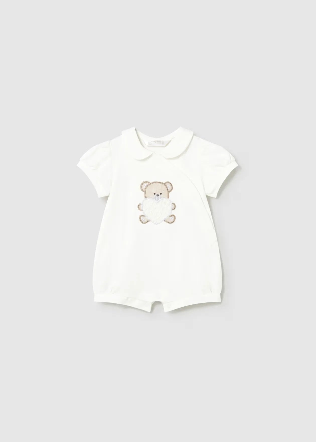 Pelele Cuello Oso Corazon Blanco Mayoral 