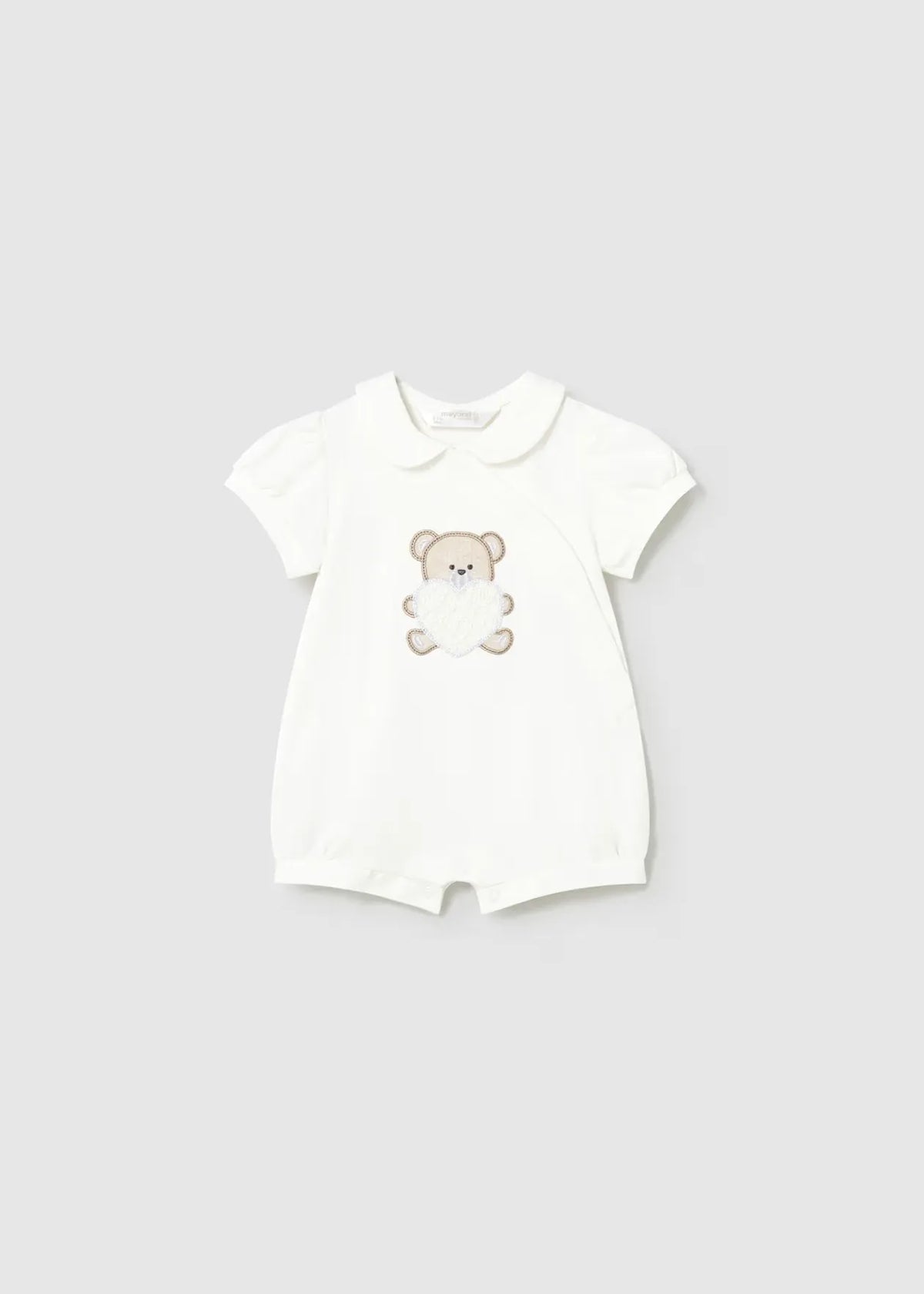 Pelele Cuello Oso Corazon Blanco Mayoral 