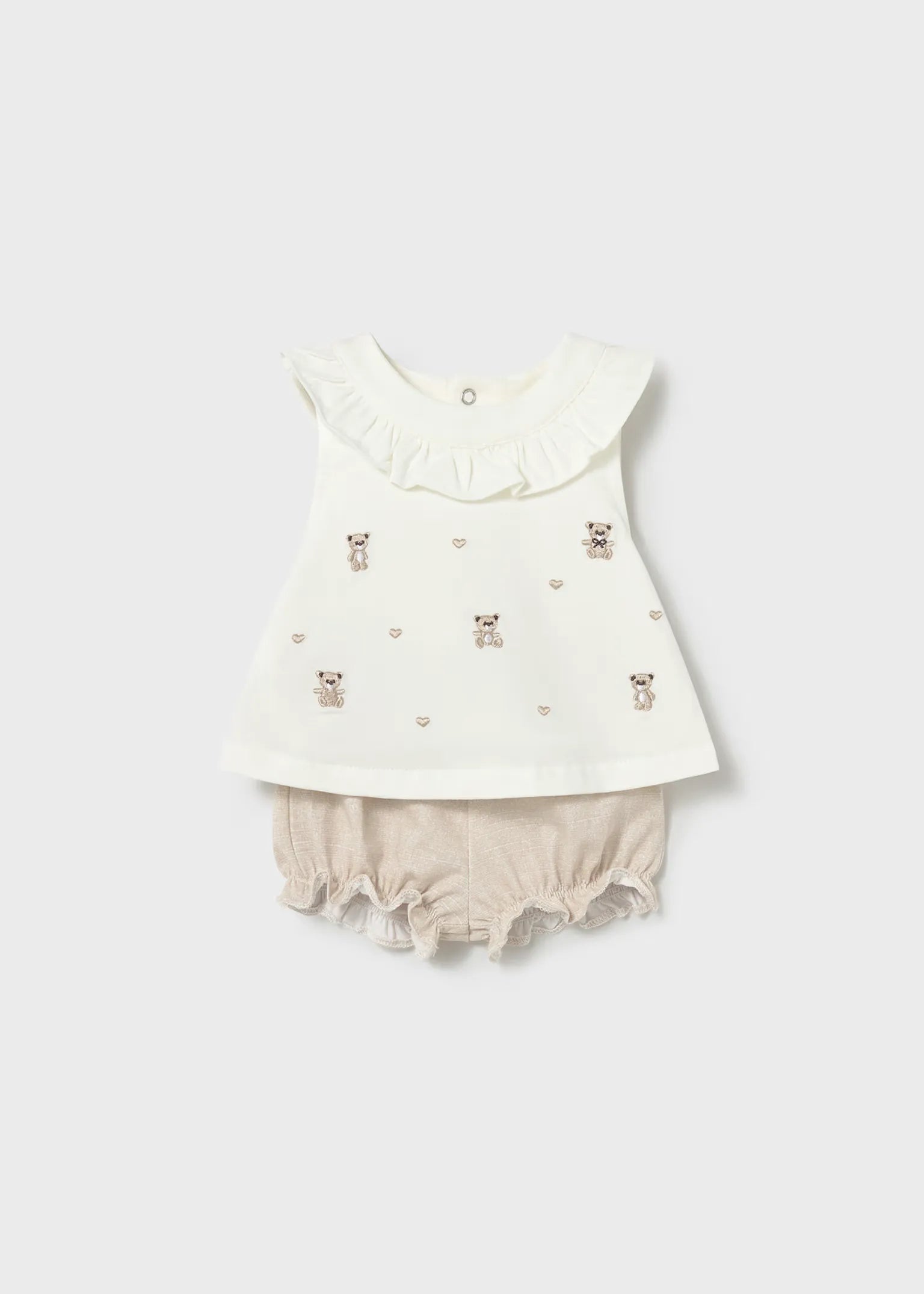 Conjunto Short Bordado Osos Beige Mayoral