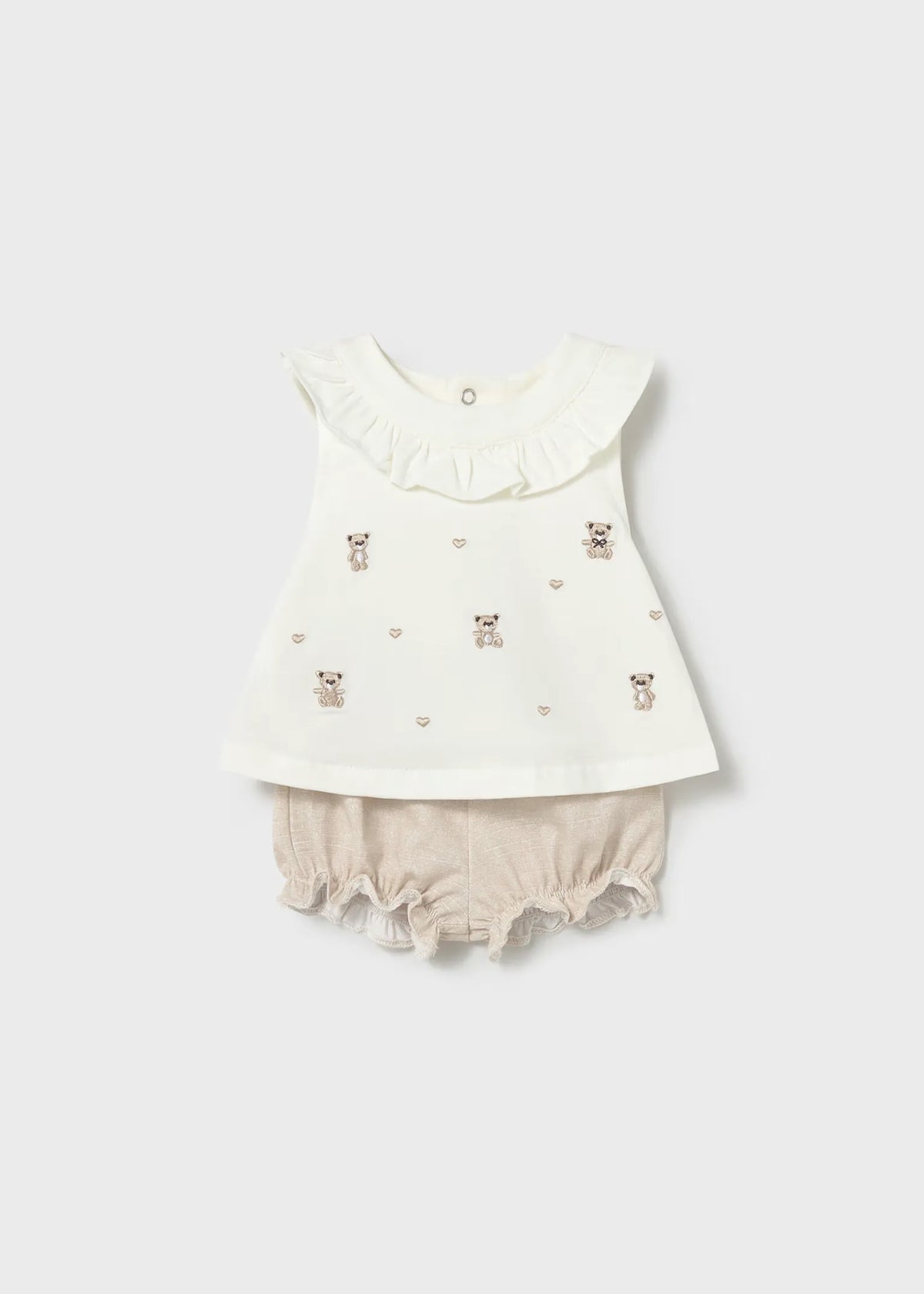 Conjunto Short Bordado Osos Beige Mayoral