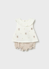Conjunto Short Bordado Osos Beige Mayoral