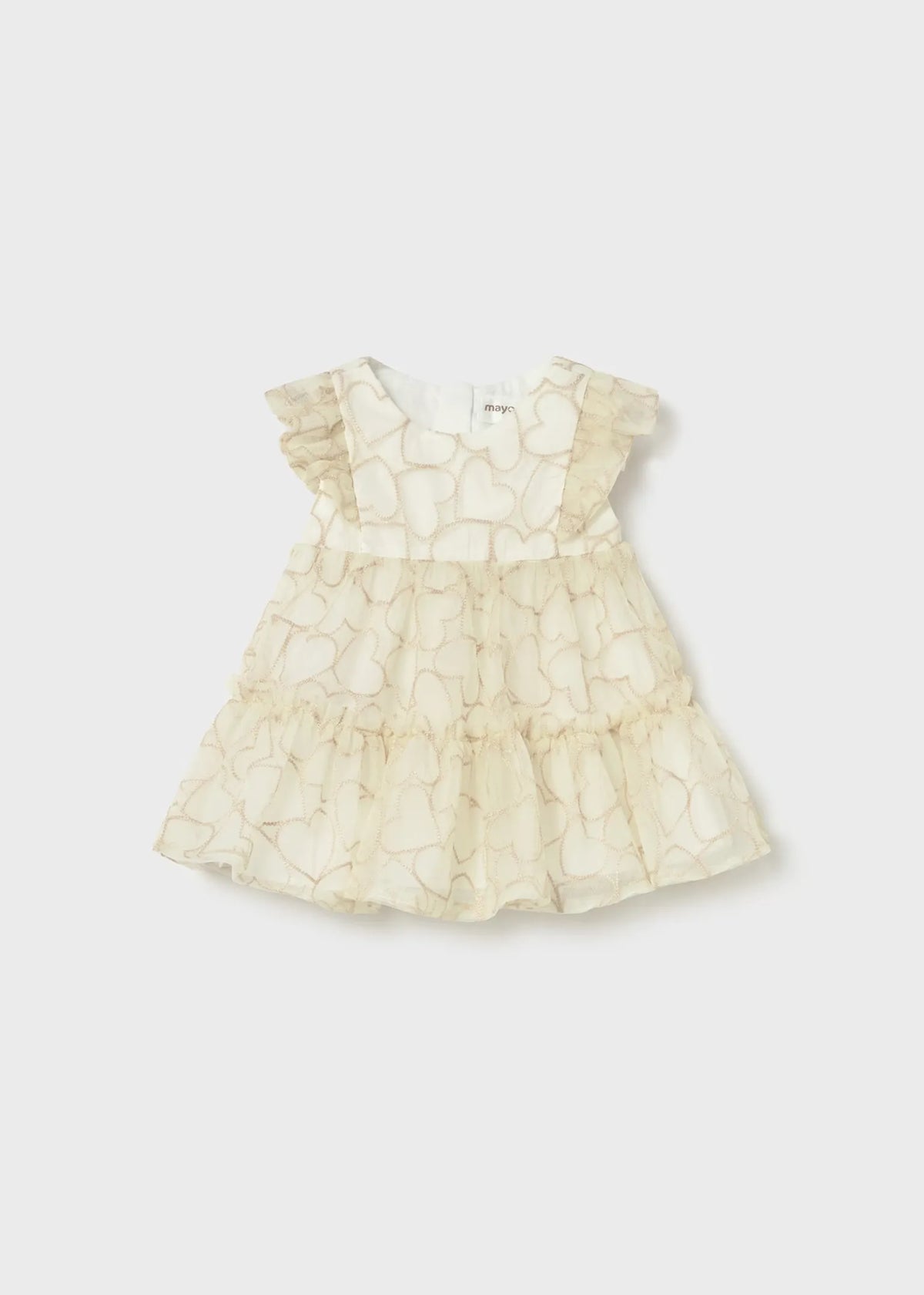 Vestido Ceremonia Tul Corazones Beige Mayoral