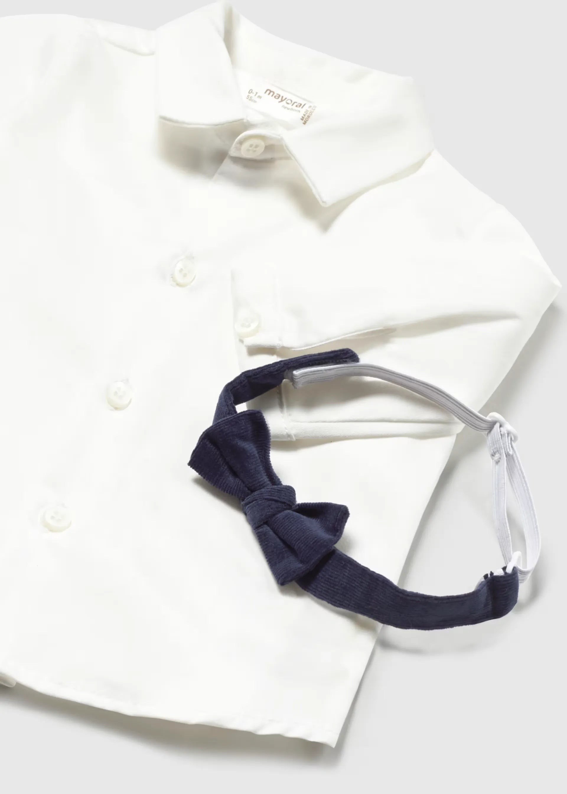Camisa Manga Larga Blanco Corbatín Mayoral Detalle