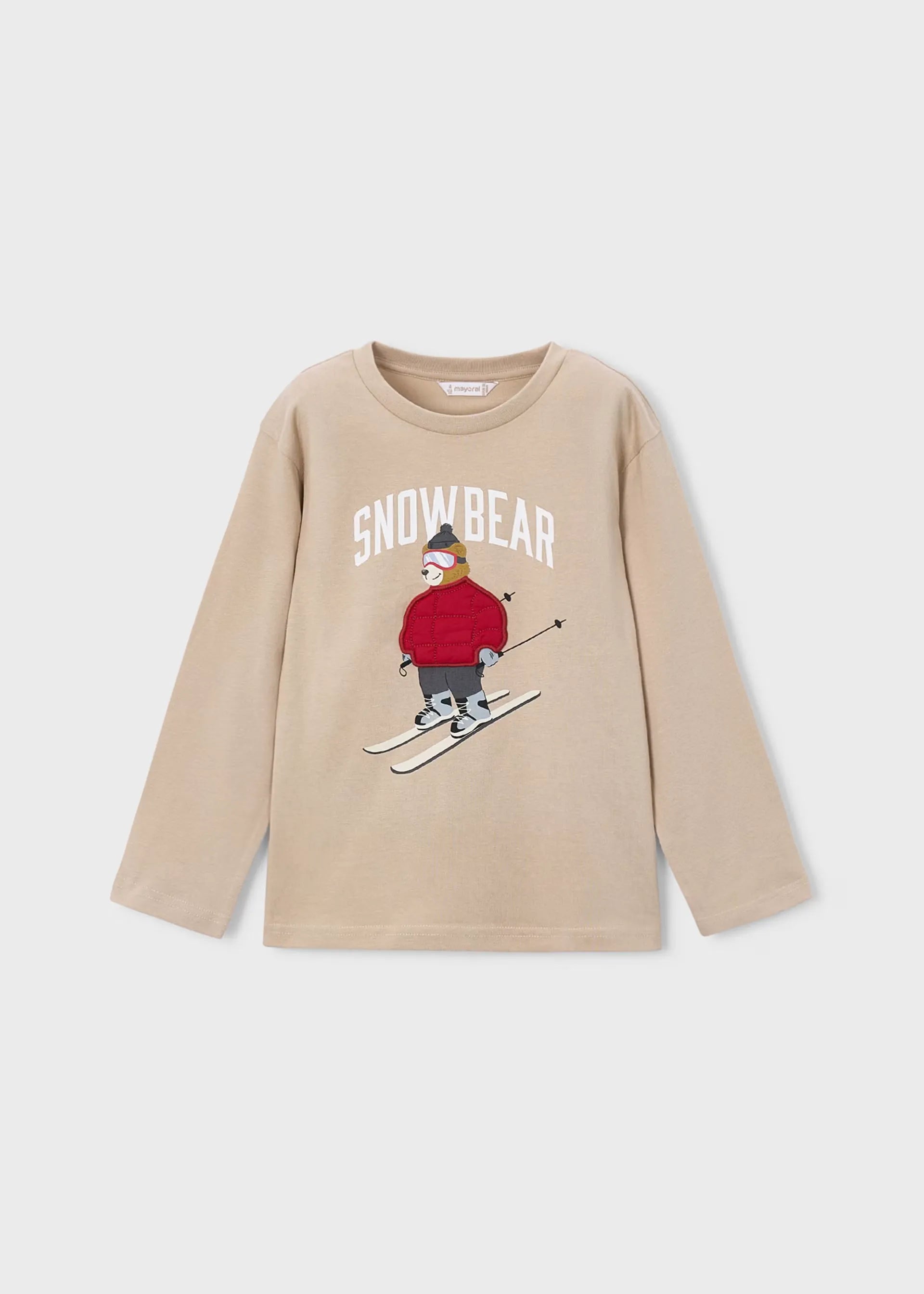 Camiseta Manga Larga Oso Beige Mayoral