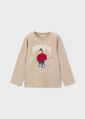Camiseta Manga Larga Oso Beige Mayoral