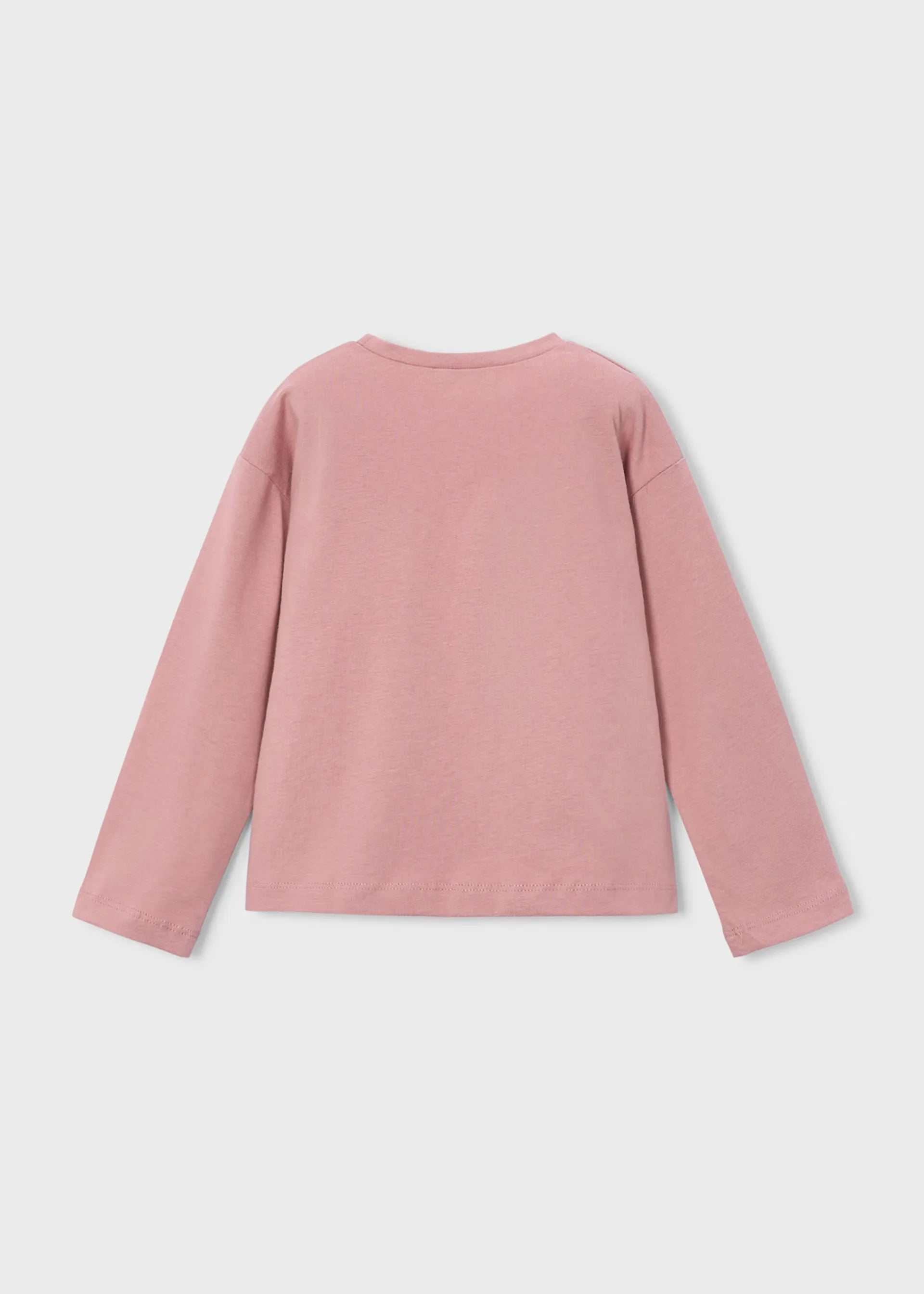 Blusa Manga Larga Bordado Flor Rosa Pastel Mayoral Revés