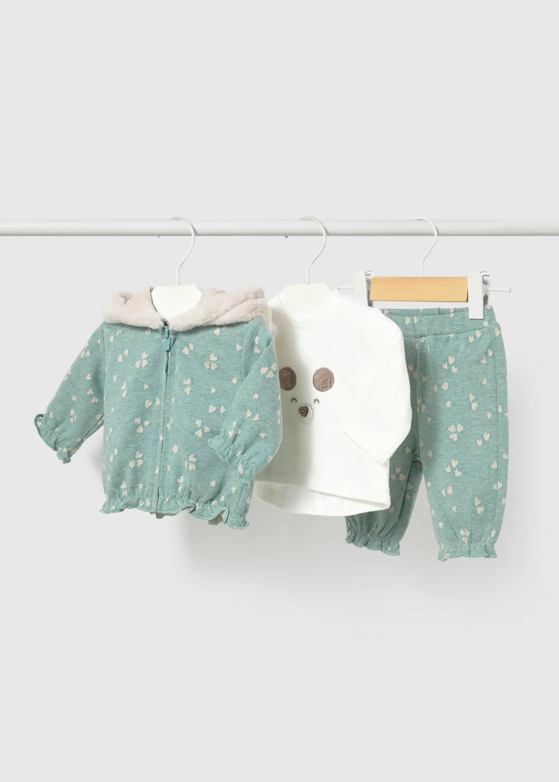 Conjunto 3 Piezas Chaqueta Corazones Agua Marina Mayoral Moda