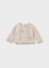 Conjunto 3 Piezas Tricot Bordado Flores Rosa Moda