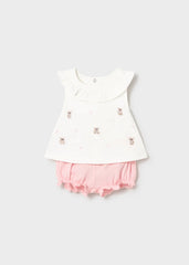 Conjunto Short Bordado Oso Rosa Mayoral