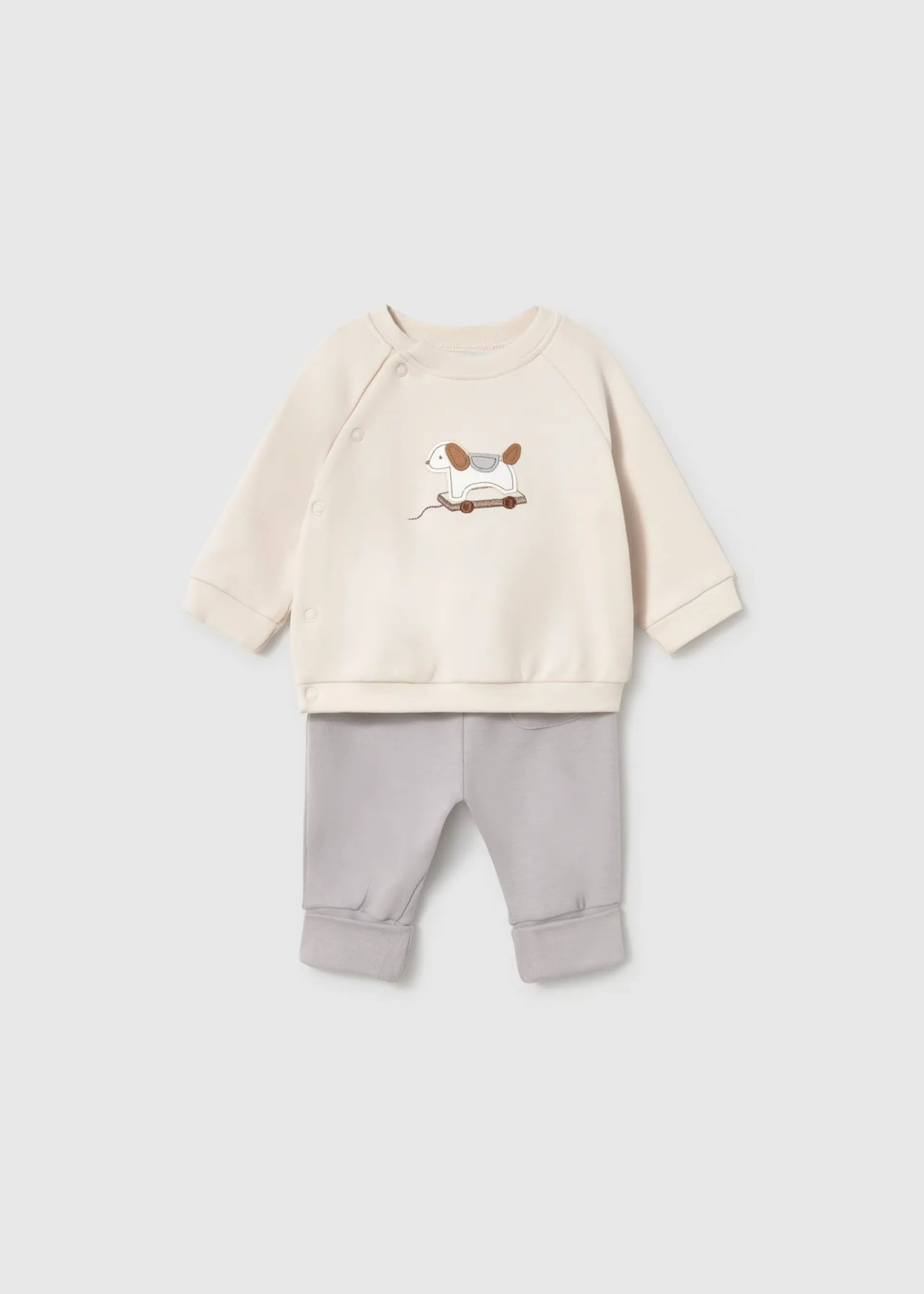 Conjunto Manga Larga Bordado Dog Gris Mayoral