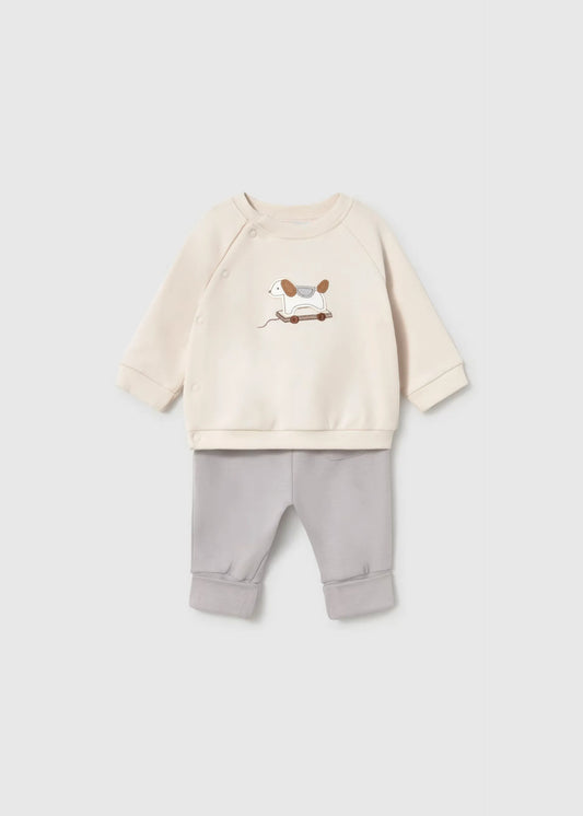 Conjunto Manga Larga Bordado Dog Gris Mayoral