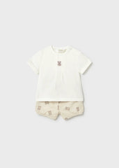 Conjunto Bermuda Estampado Osos Beige Mayoral