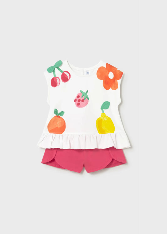 Conjunto Short y Blusa Estampado Frutas Rosa Mayoral