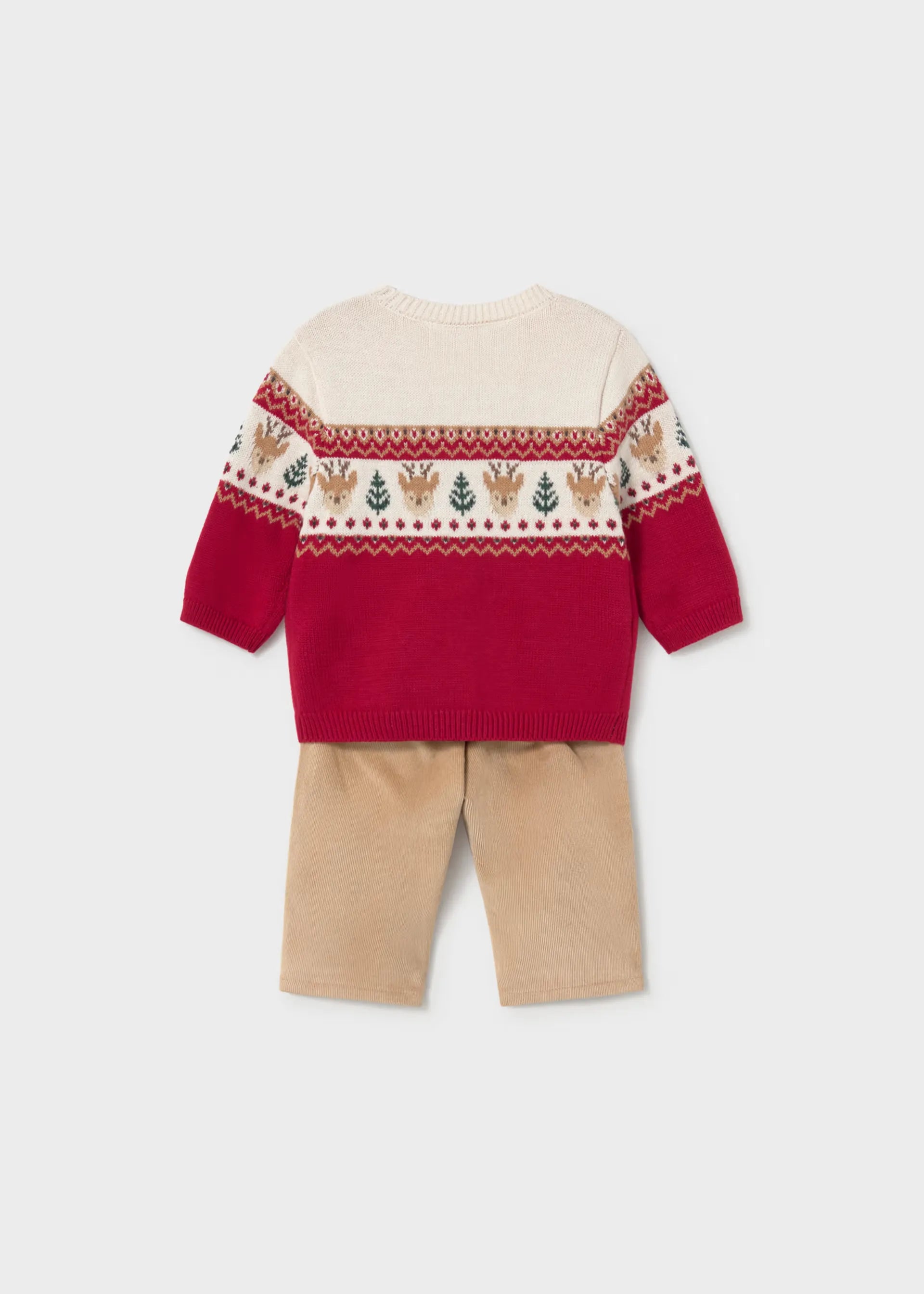 Conjunto Saco Tricot Venado Rojo Beige Mayoral Moda