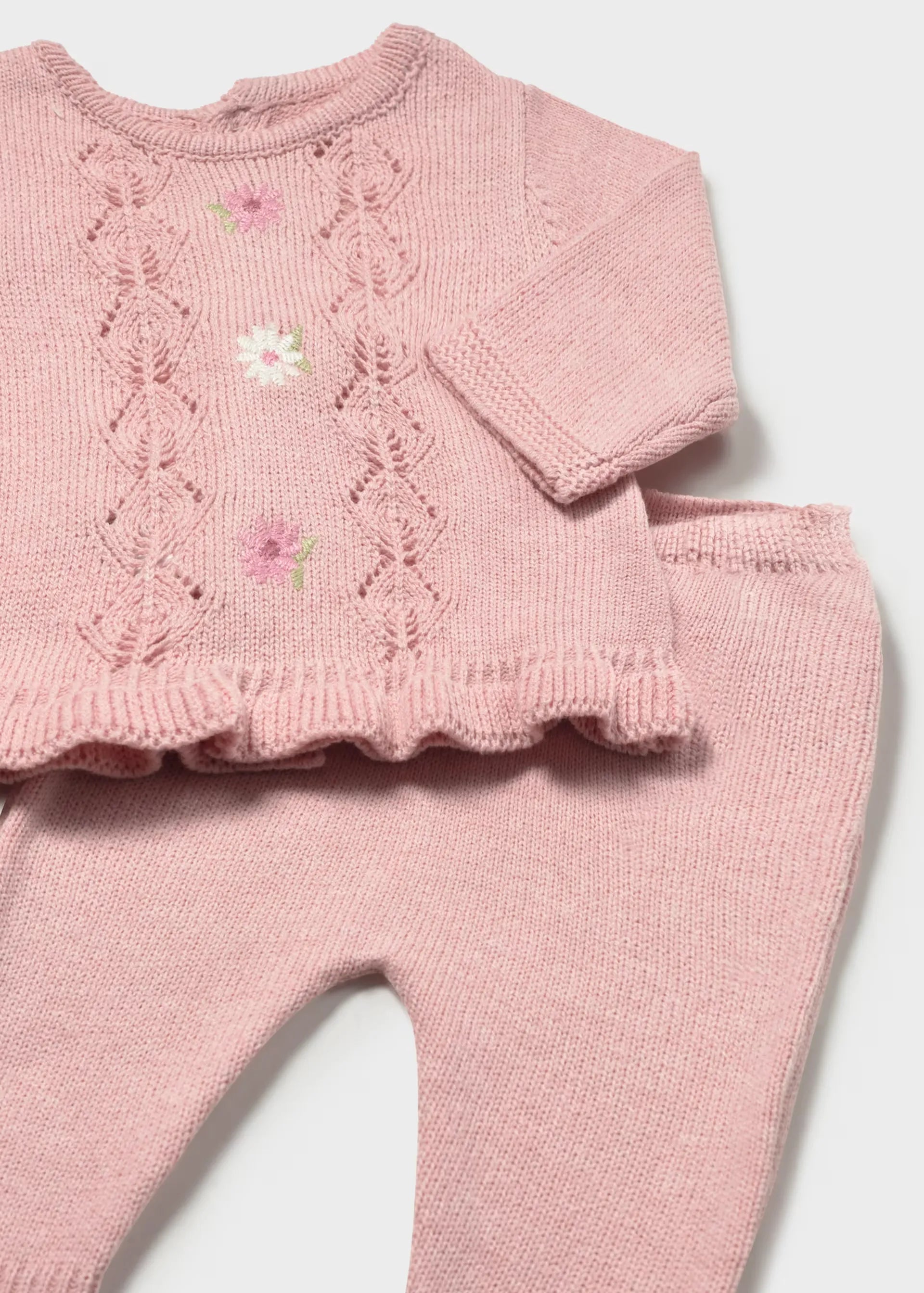 Primer Día Tricot Flores Rosa Mayoral Detalle