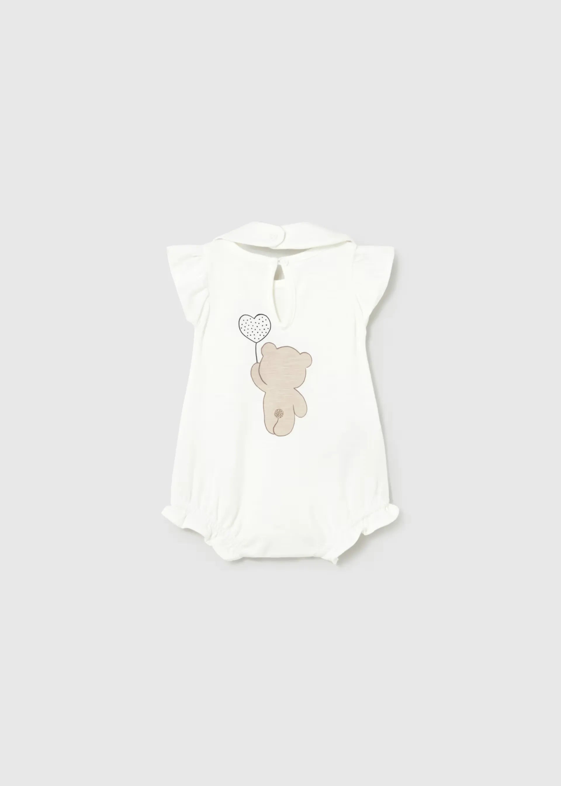 Pelele Estampado Oso con Babero Blanco Mayoral estilo