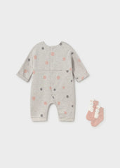 Pijama Con Medias Puntos Pompom Conejo Gris Mayoral Moda