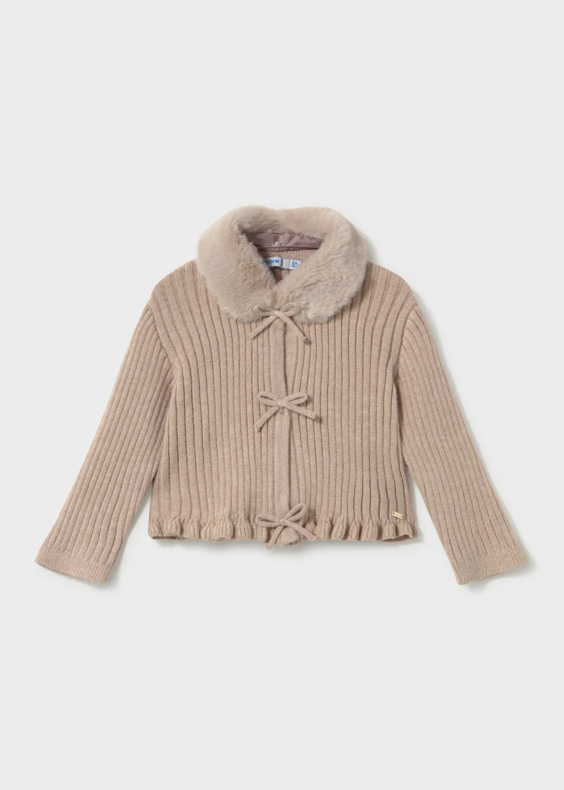 Saco Tejido Cuello Peluche Café Mayoral Moda