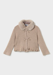 Saco Tejido Cuello Peluche Café Mayoral Moda