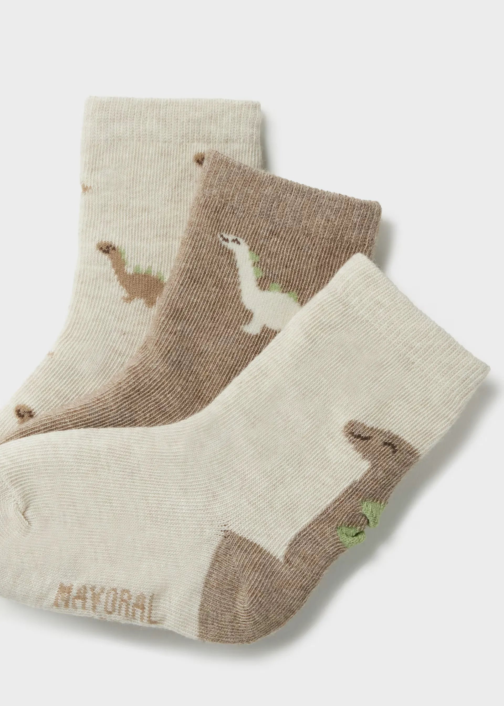 Set 3 Medias Largas Dinosaurios Beige Mayoral Detalle