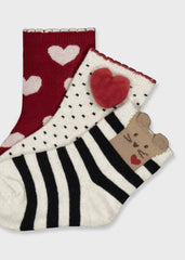 Set 3 Medias Corazones Negro Rojo Mayoral