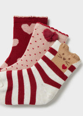 Set 3 Medias Corazones Rojo Mayoral Detalle