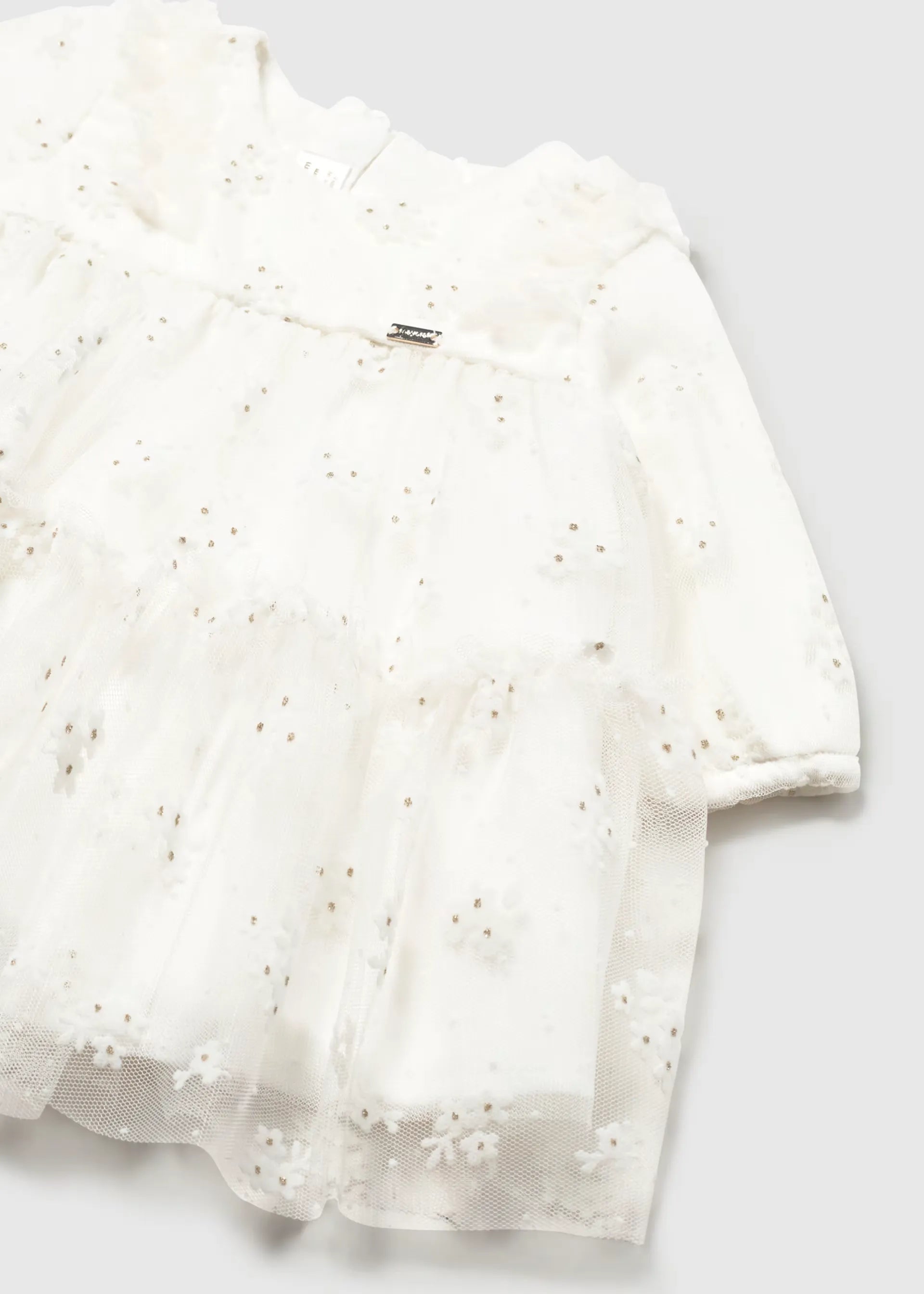 Vestido Tul Flores Blanco Mayoral Detalle