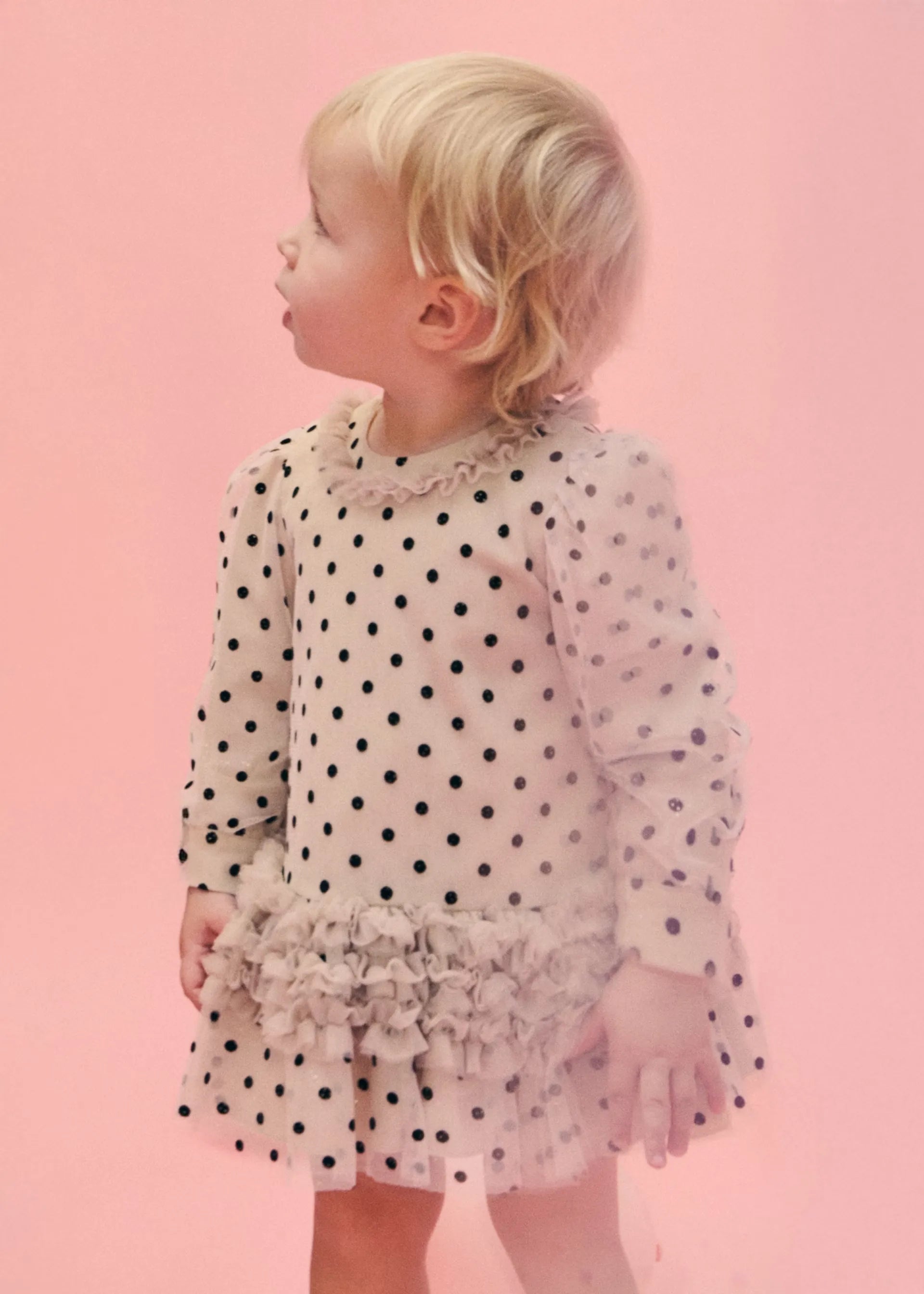 Vestido Tul Puntos Negro Camel Abel & Lula
