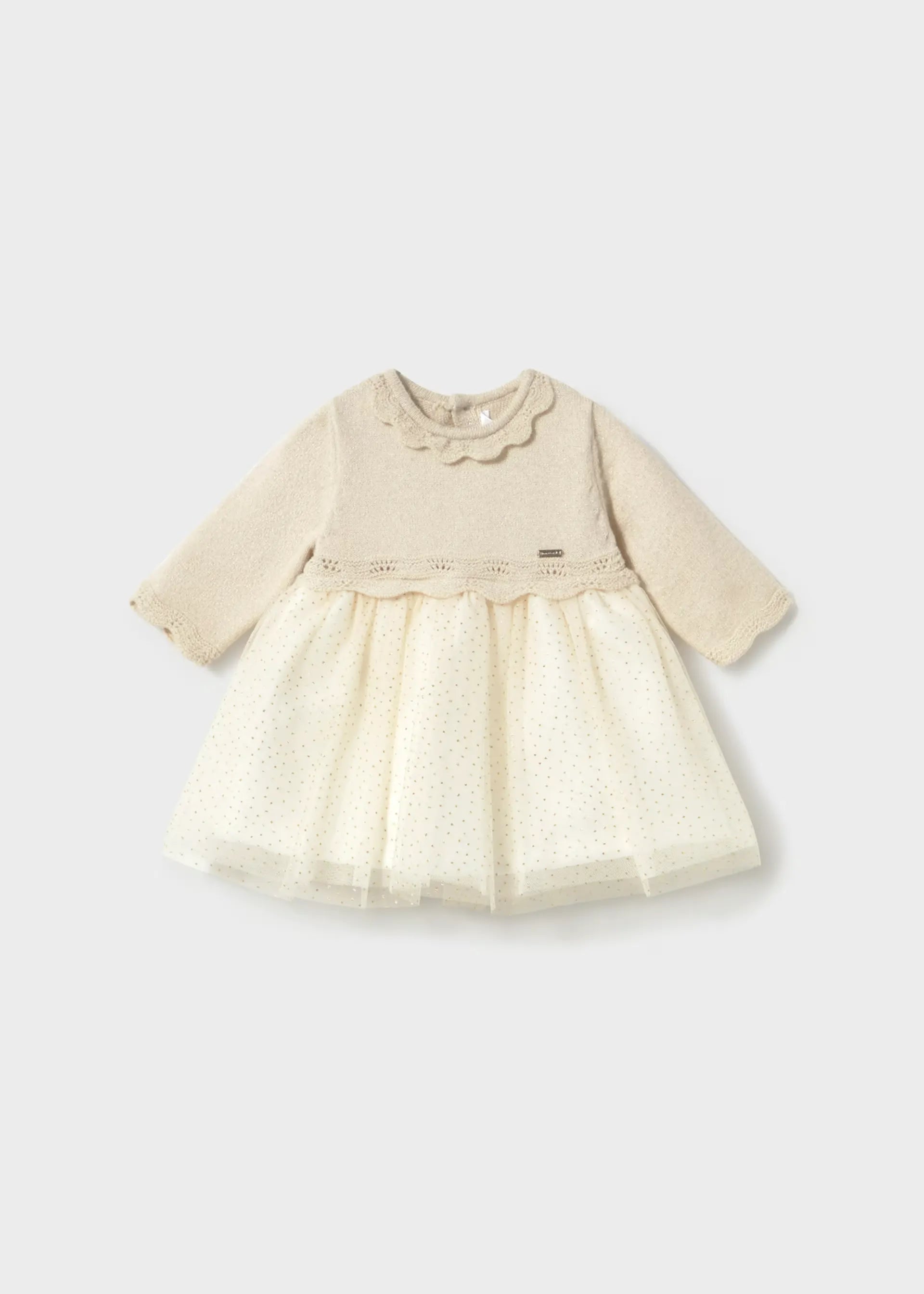 Vestido Combinado Tricot Tul Champagne Mayoral Moda