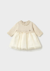Vestido Combinado Tricot Tul Champagne Mayoral Moda