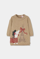 Vestido Beige Estampado Torre Eiffel Boboli