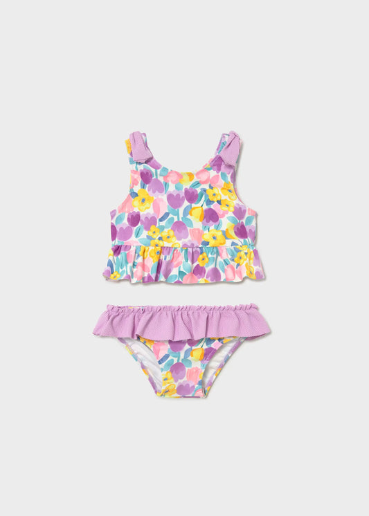 Vestido de Baño Estampado Flores Lila Mayoral 
