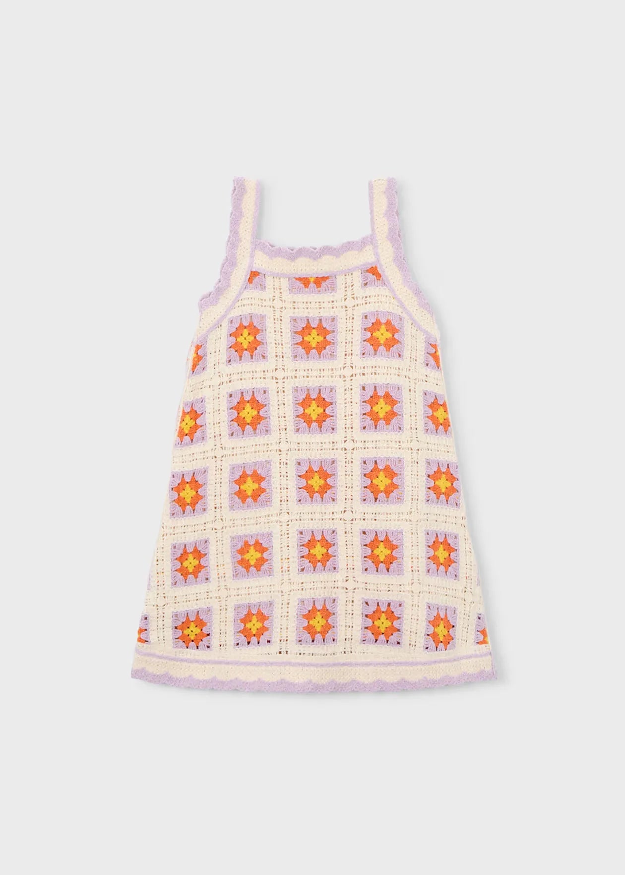 Vestido Crochet Flores Bordado Lila Mayoral estilo
