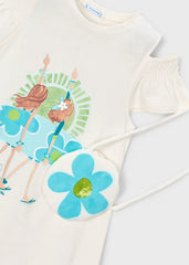 Vestido Estampado con Bolso Blanco Mayoral detalle