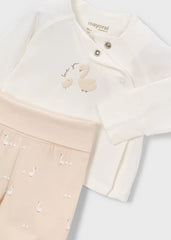Conjunto Pantalón con Gorro Patos Beige Mayoral diseño