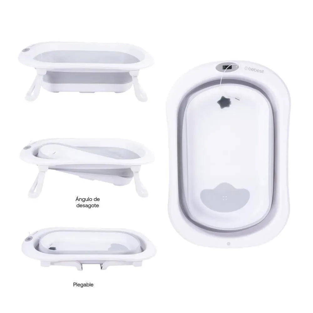 Bañera Plegable Con Soporte Alto Ocean Gris Bebebsit estilo