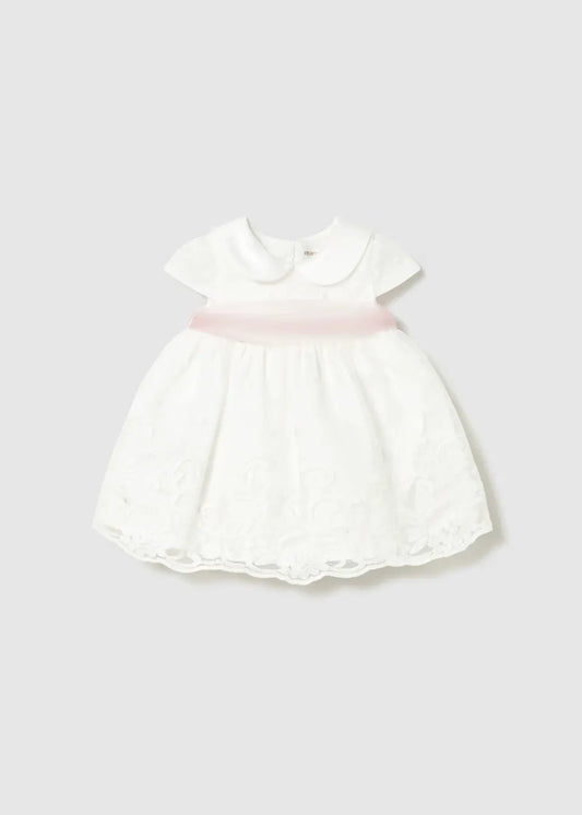 Vestido Ceremonia Cinturón Rosa Blanco Mayoral